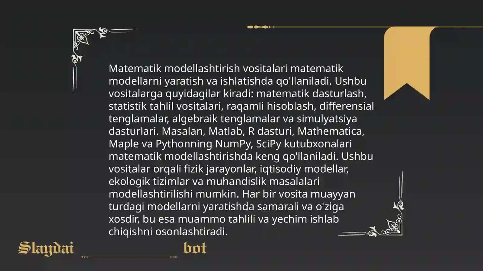 Matematikaning borliqni bilishdagi vazifasi.Matematika—fan tili 4