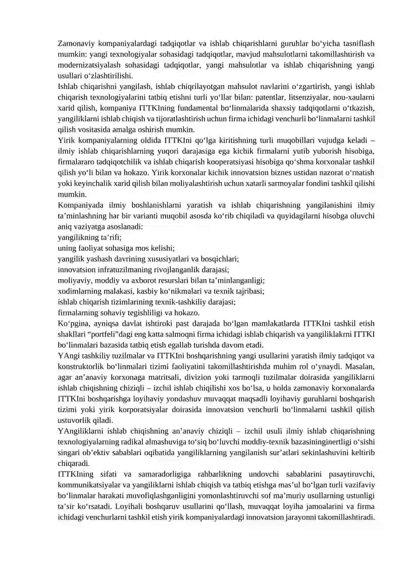 KORXONALARDA CHIGALLIKLARNI ECHISH, TADBIQ ETISH VA YARATISHNI BOSHQARISH 4
