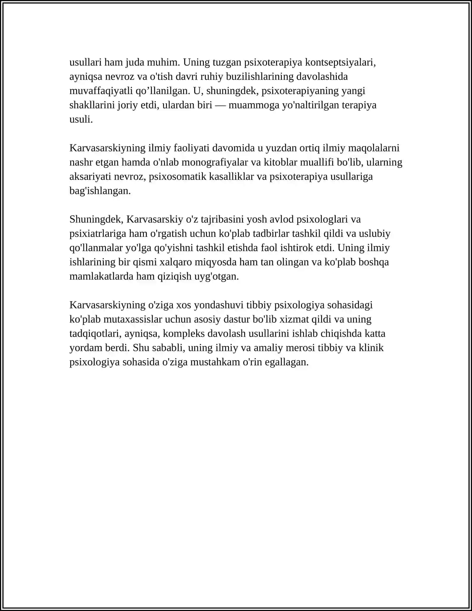 B.D KARVASARSKIYNING TIBBIY PSIXOLOGIYAGA QO'SHGAN HISSASI 4