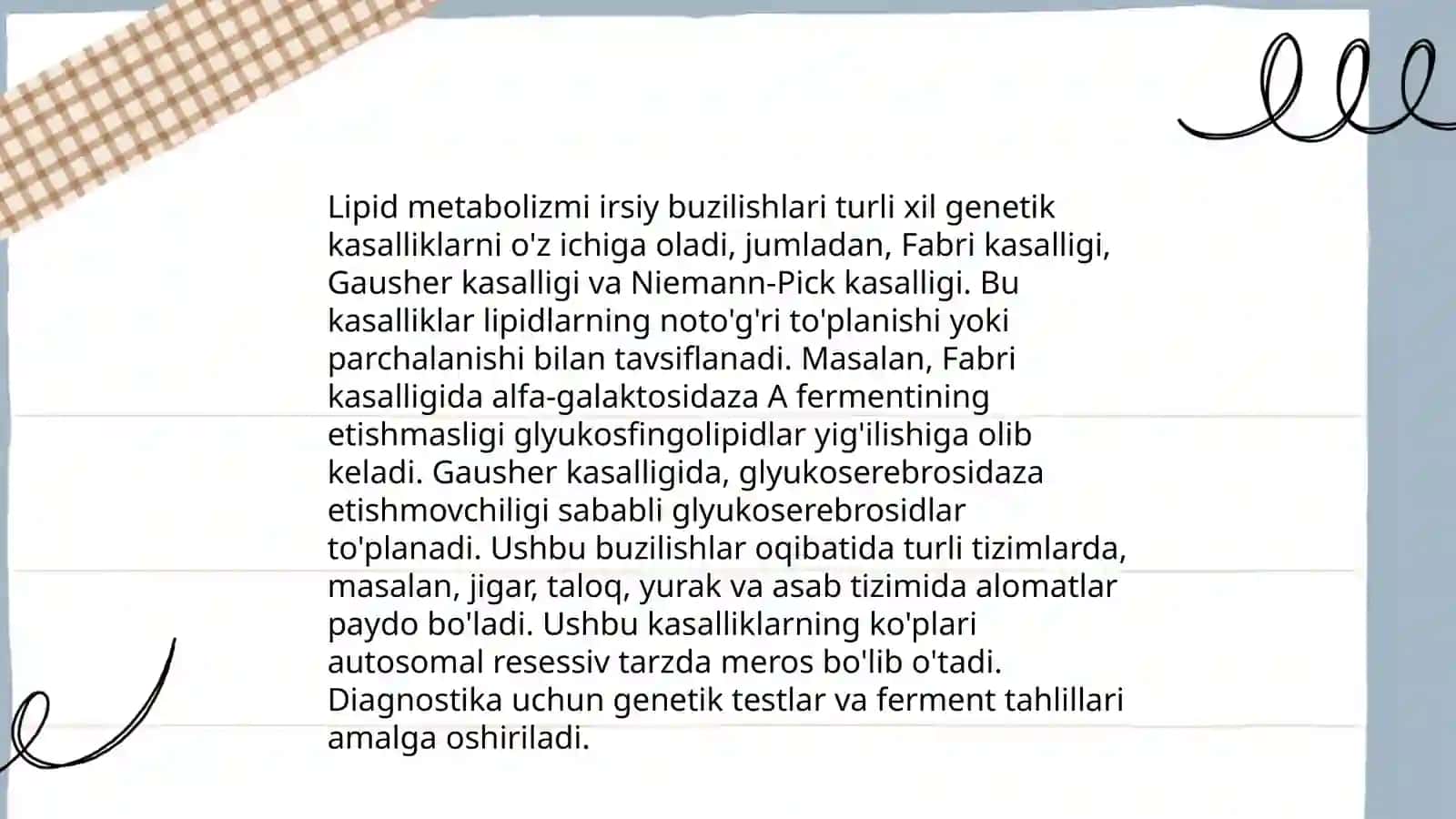 Patologik Fiziologiya fanidan yog'lar almashinuvining irsiy buzilishlari 4