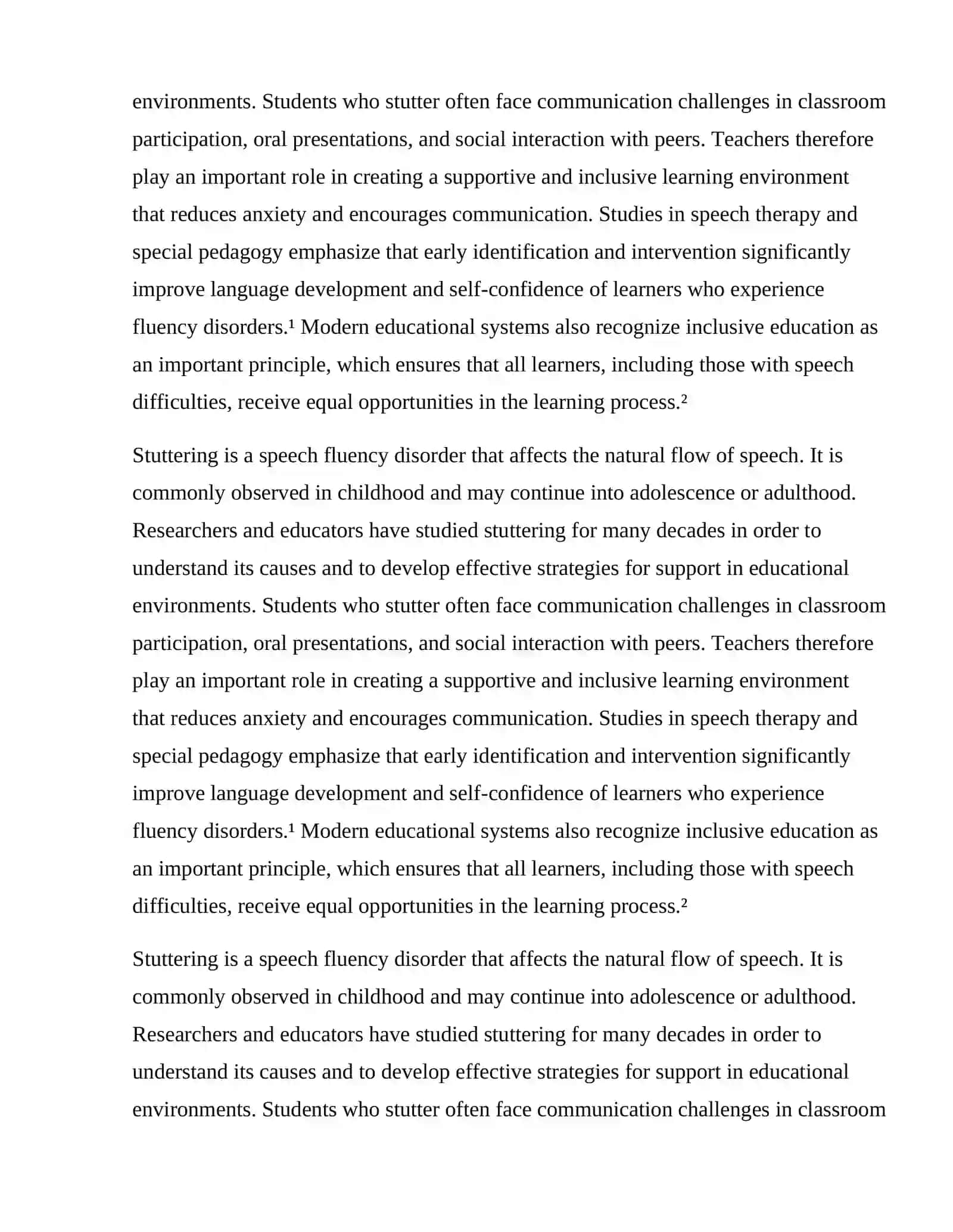 Deep Research Techniques for Addressing Stuttering in the Classroom 4