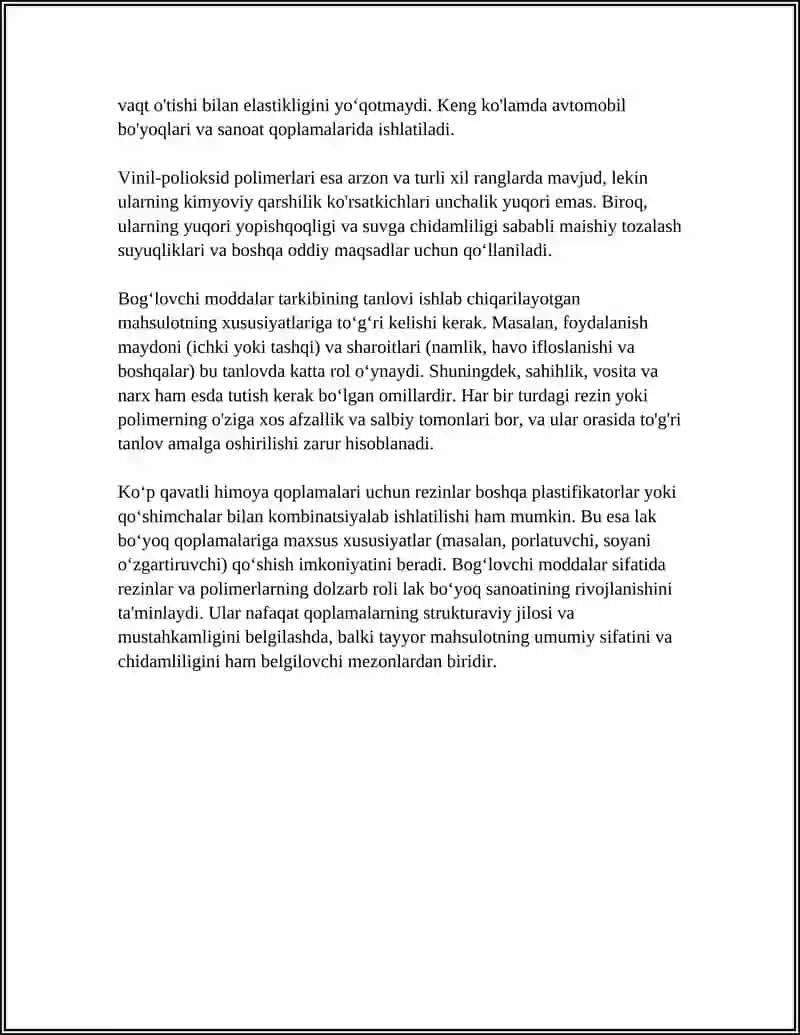 LAK BOʻYOQ MATERIALLARINING KOMPONENTLARI 4