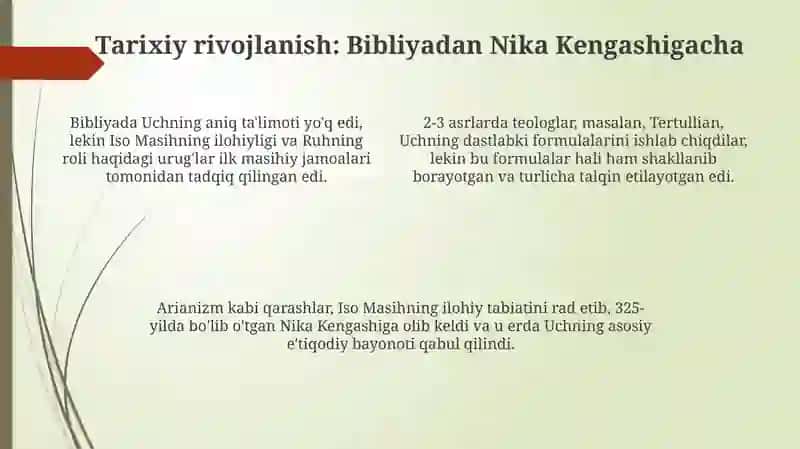 Xristianlik ta'limotida Yakka xudoning uch qiyofasi haqidagi ta'limot 4
