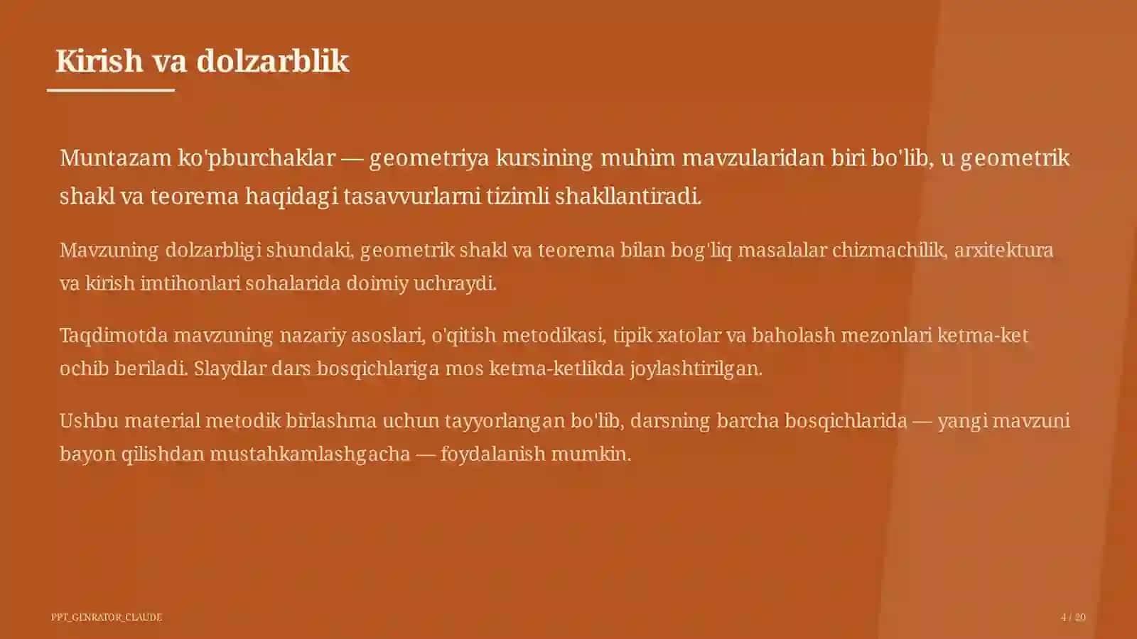 Muntazam ko'pburchaklar (9-sinf) 4