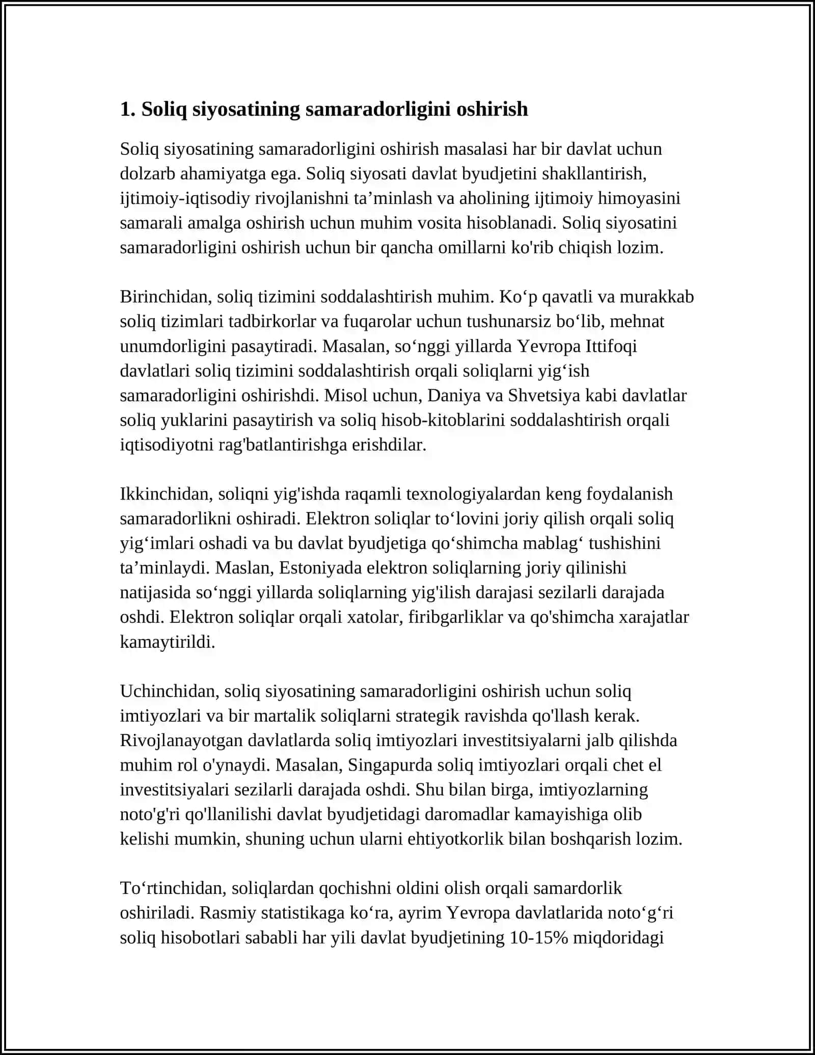 O'ZBEKISTON RESPUBLIKASIDA SOLIQ SIYOSATINI TAKOMILLASHTIRISH YO'LLARI 4