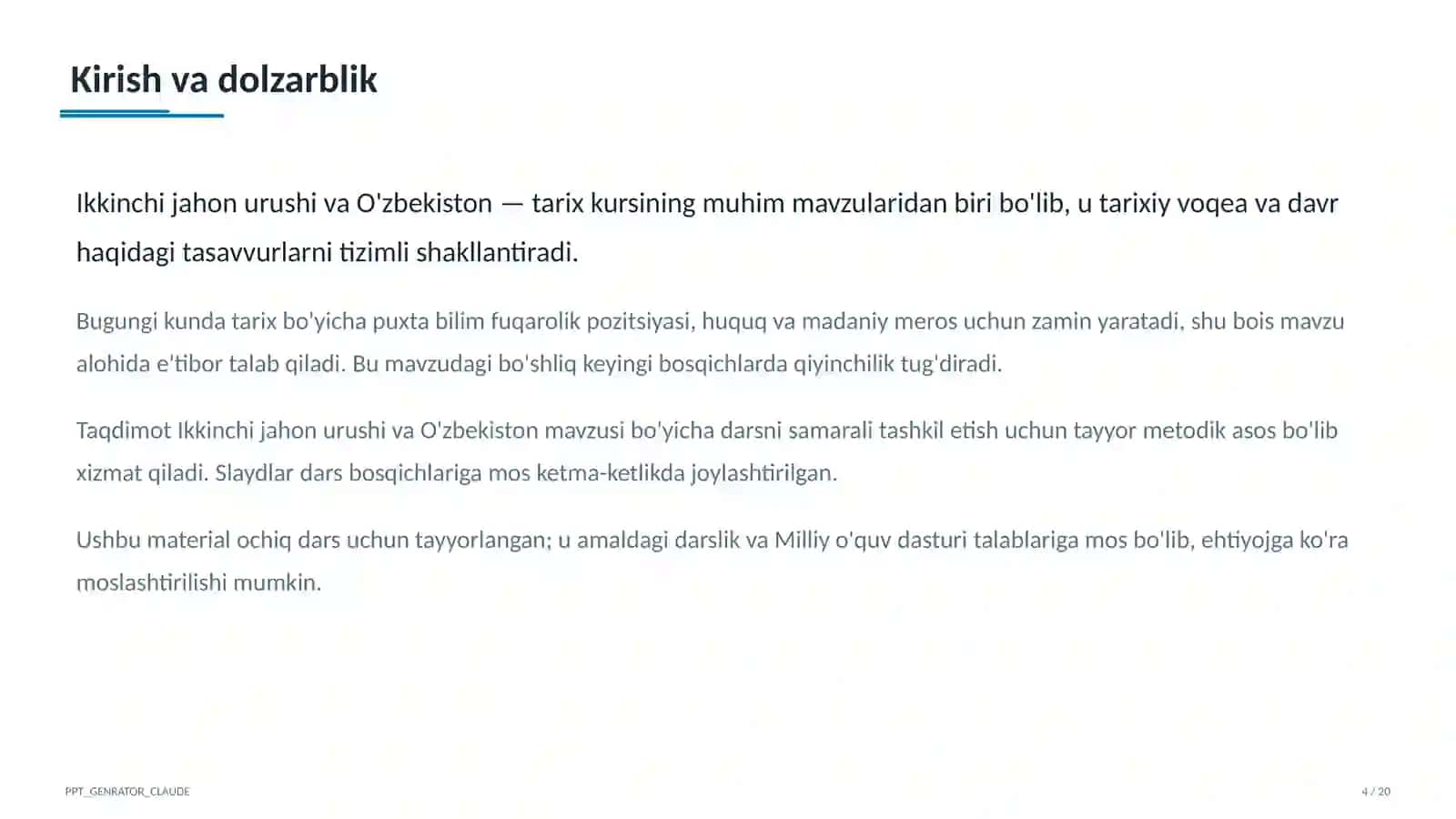Ikkinchi jahon urushi va O'zbekiston (10-sinf) 4