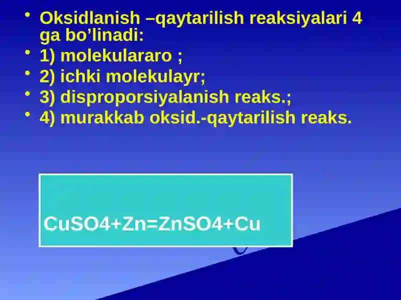 Oksidlanish-qaytarilish reaksiyalari 4