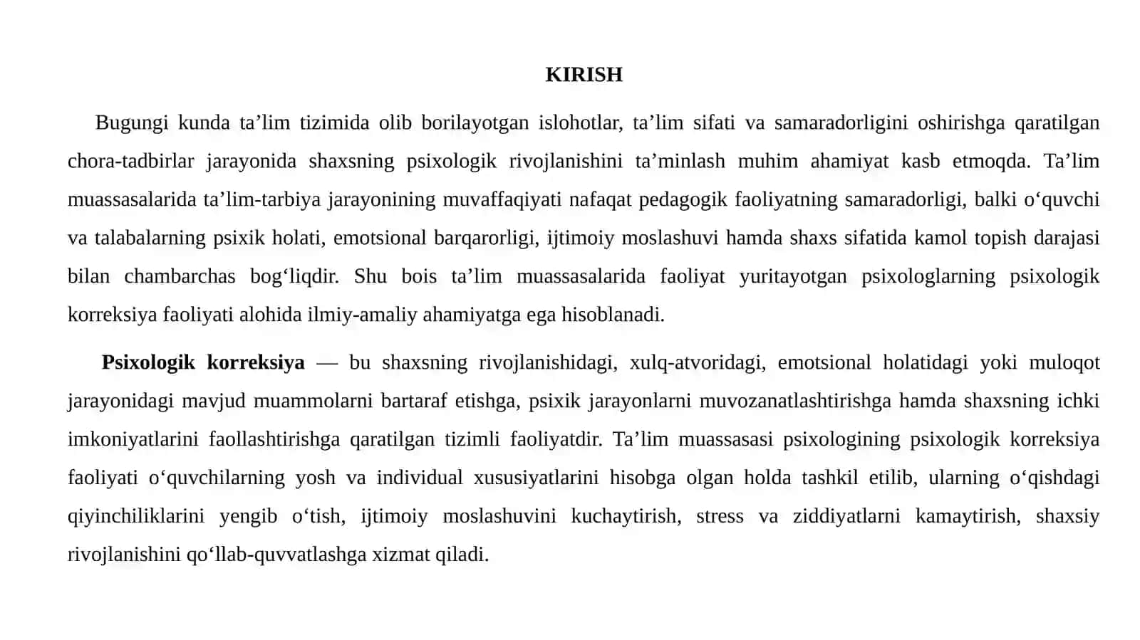 Taʼlim muassasasi psixologining psixologik korreksiya faoliyatini samaradorligi koʻrsatkichlari va shartlari 4