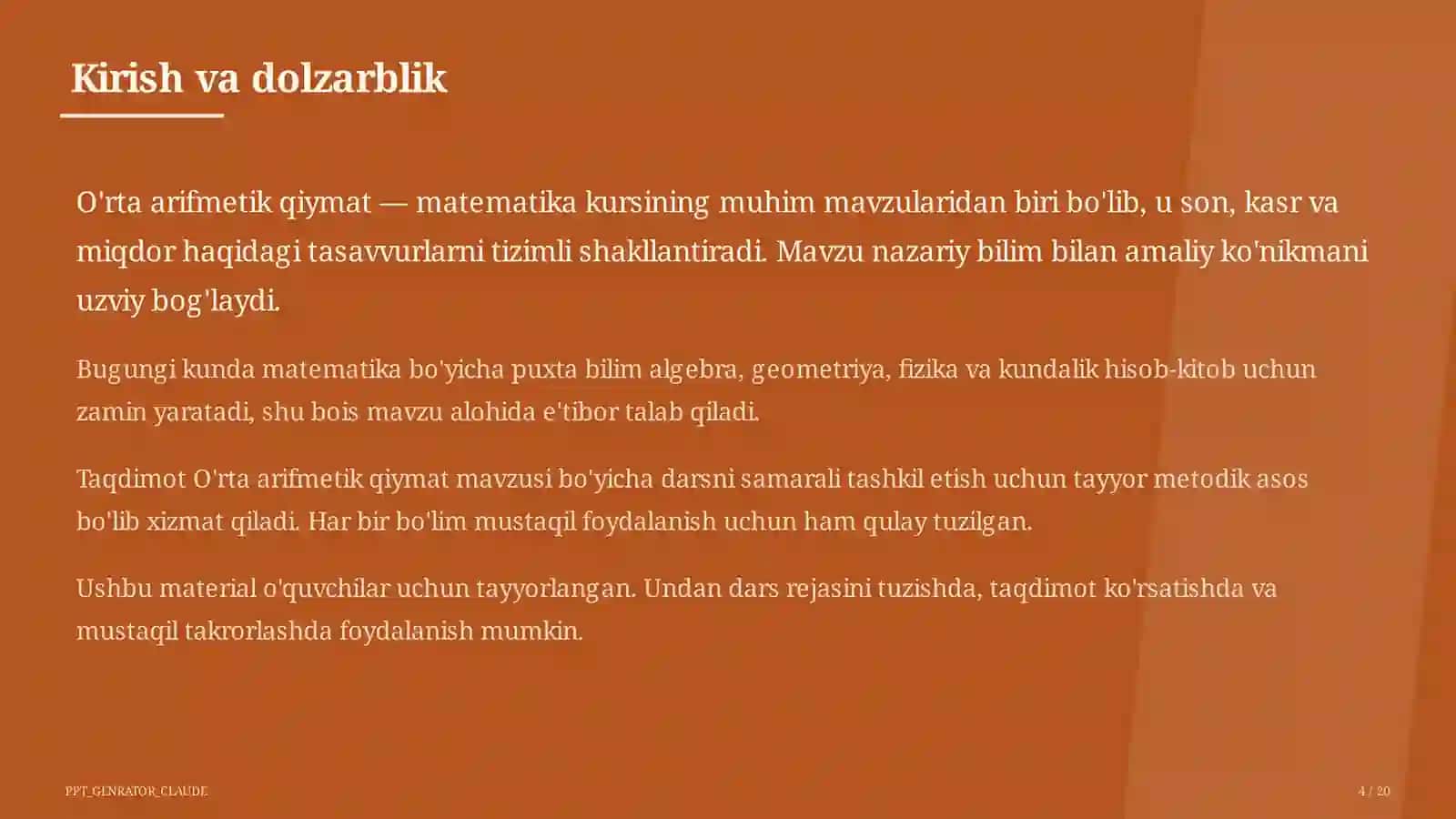 O'rta arifmetik qiymat (5-sinf) 4