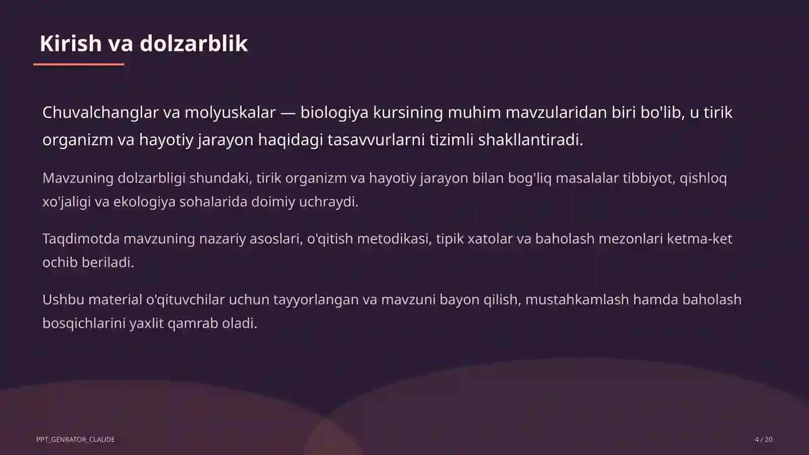 Chuvalchanglar va molyuskalar (7-sinf) 4