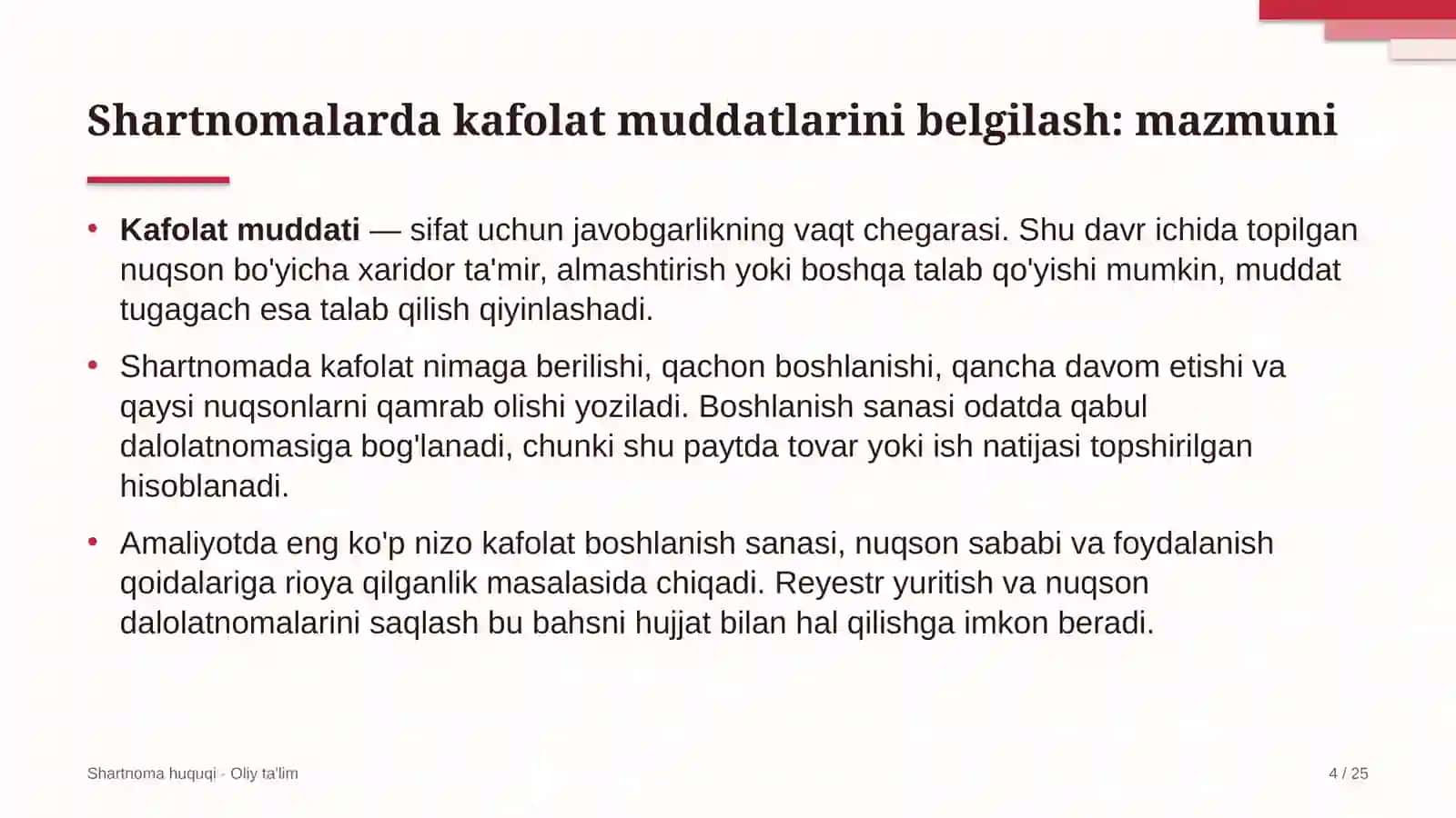 gaz qazib olishda shartnomalarda kafolat muddatlarini belgilash 3032 4