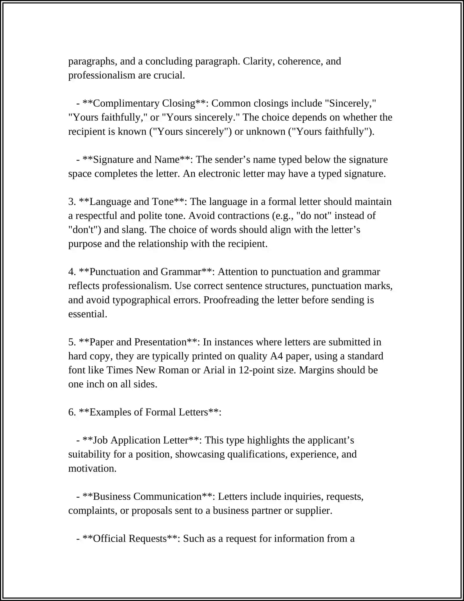 Writing Formal Letters in English Language 4