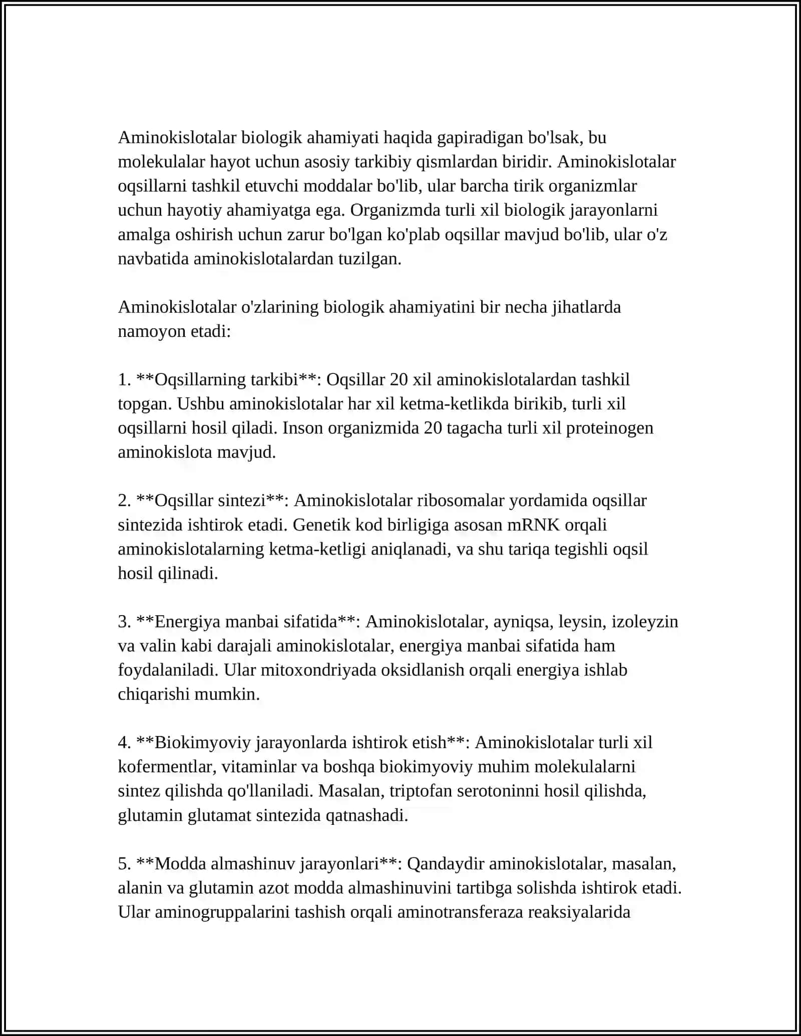 AMINOKISLOTALAR MAVZUSINI OQITISHDA «KEYS STADI» METODIDAN FOYDALANISH 4