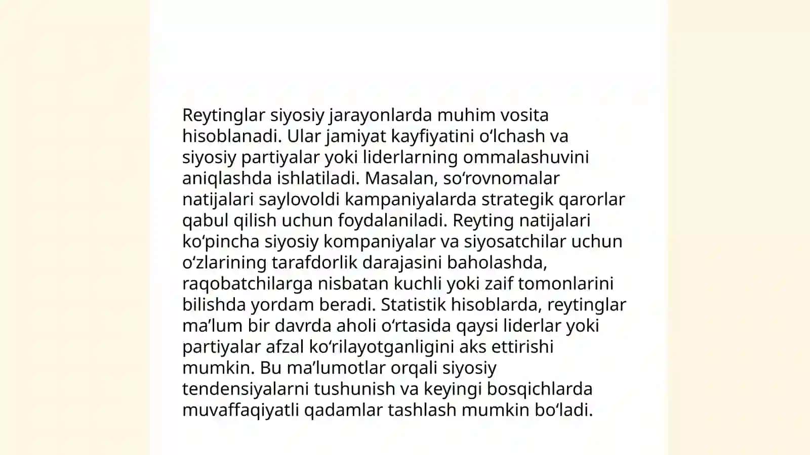Oʻzbekistonni xalqaro reytinglardagi koʻrsatkichlarini koʻtarishning tarixiy va siyosiy ahamiyati 4