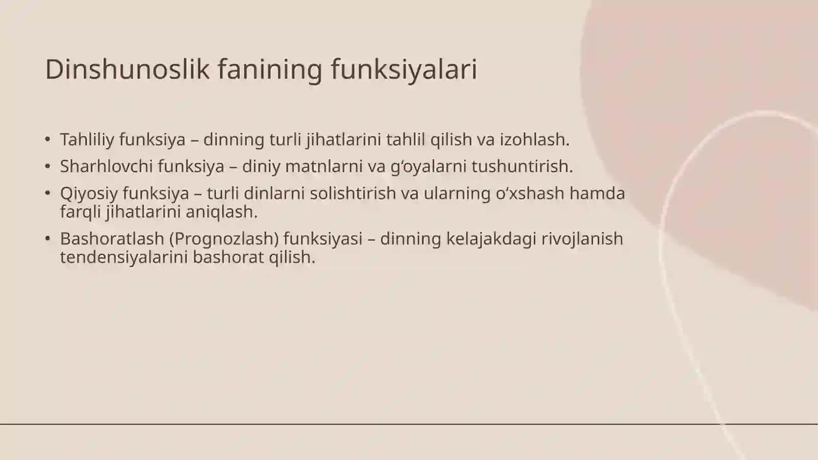 Dinshunoslik fan sifatida shakllanishi predmeti funksiyasi va kategoryalari 4