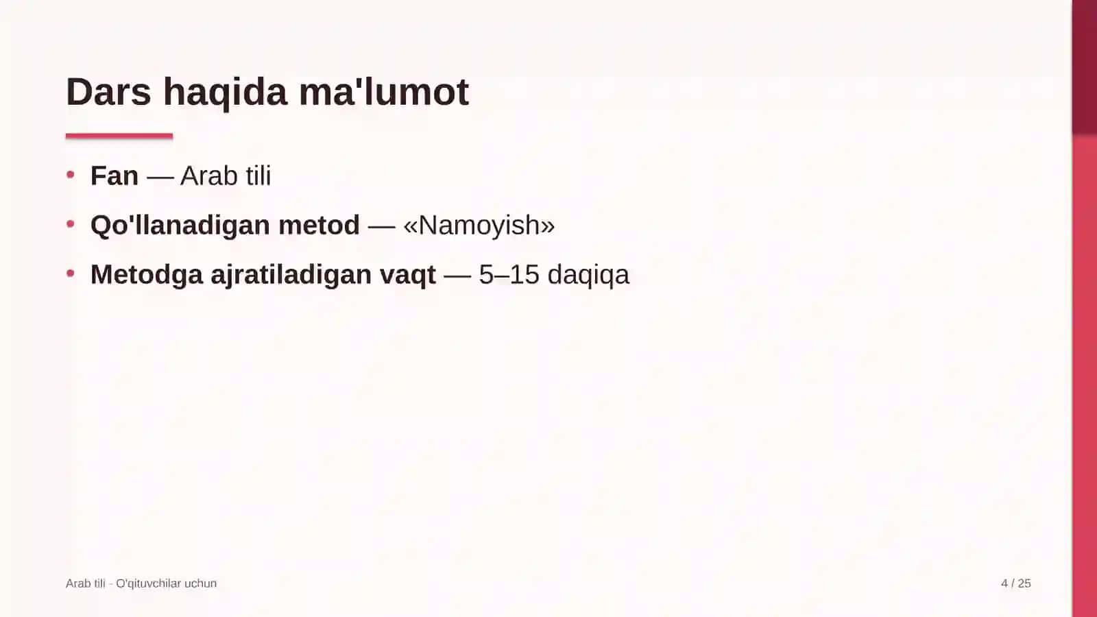 arab tili darslarida namoyish metodidan foydalanish 8018 4