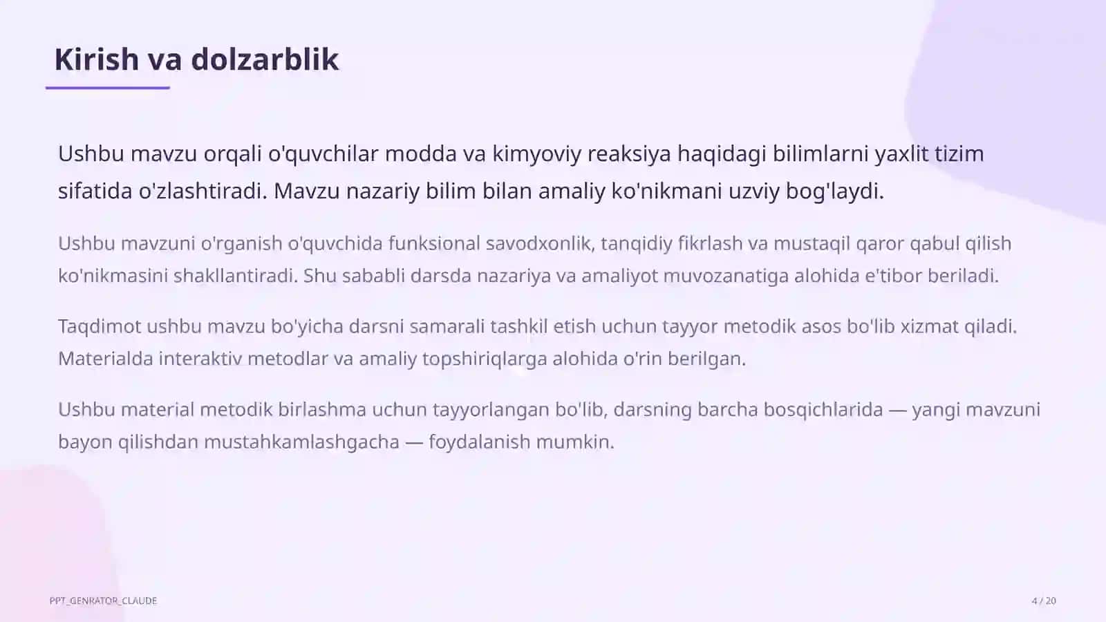 Moddalar va ularning xossalari: sof modda va aralashma (7-sinf) 4