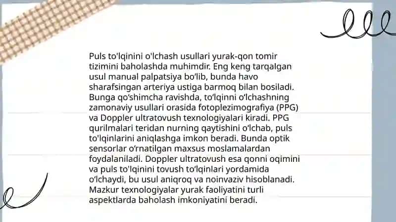 PULS TO'LQINI. SUN'IY QON AYLANISH APPARATI 4