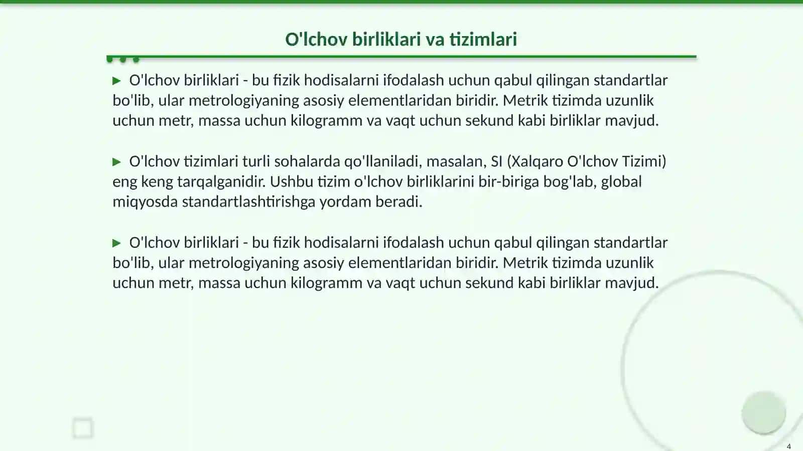 Metrologiya boʻyicha asosiy tushunchalar va taʼriflar oʻrganish 4