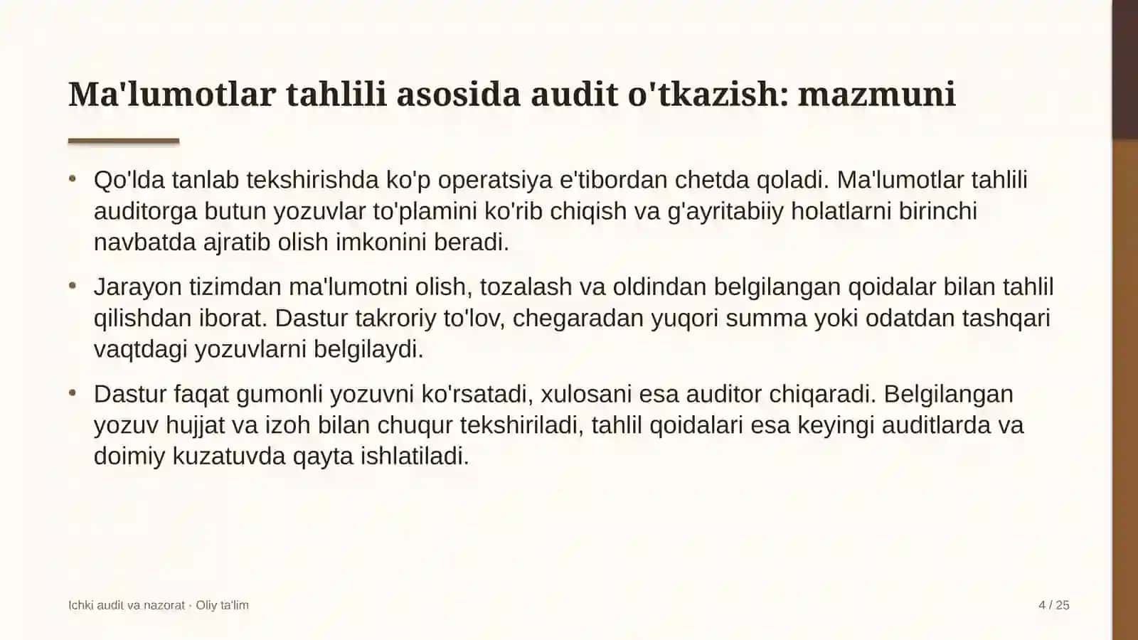 elektron hujjat aylanishi tizimlarida ma'lumotlar tahlili asosida auditni o'tkazish 9890 4