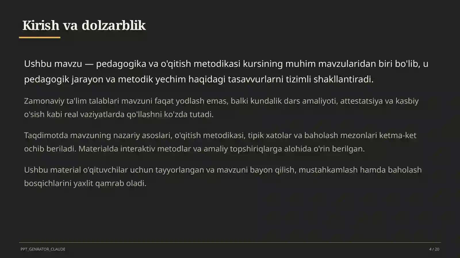 Dars rejasi 4