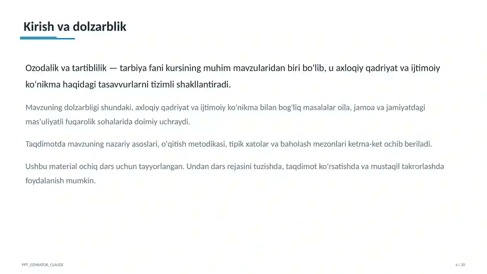 Ozodalik va tartiblilik (1-sinf) 4
