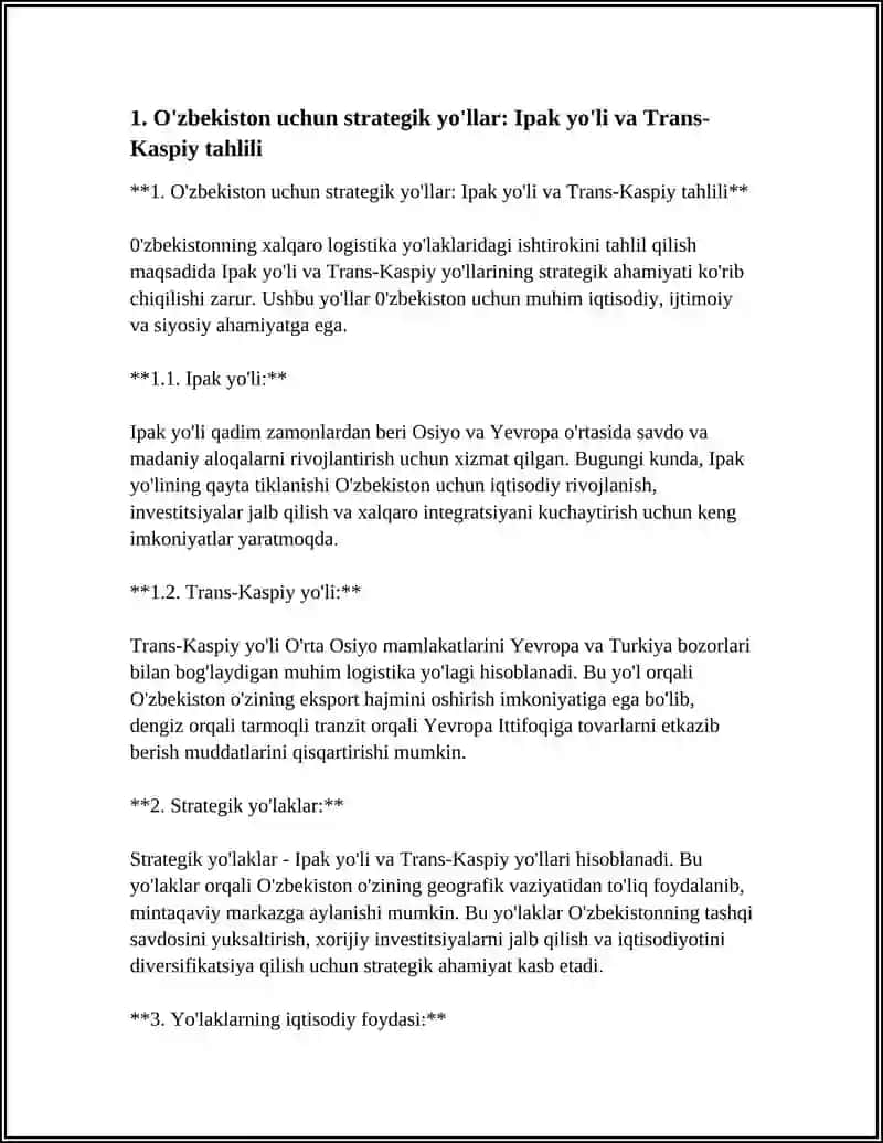 0'ZBEKISTONNING XALQARO LOGISTIKA YO LAKLARIDAGI ISHTIROKI 4