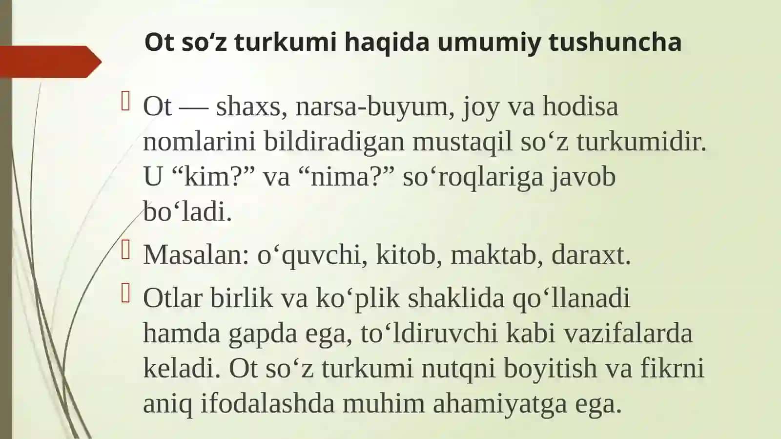 Otsoʻz turkumi haqida umumiy tushuncha 4