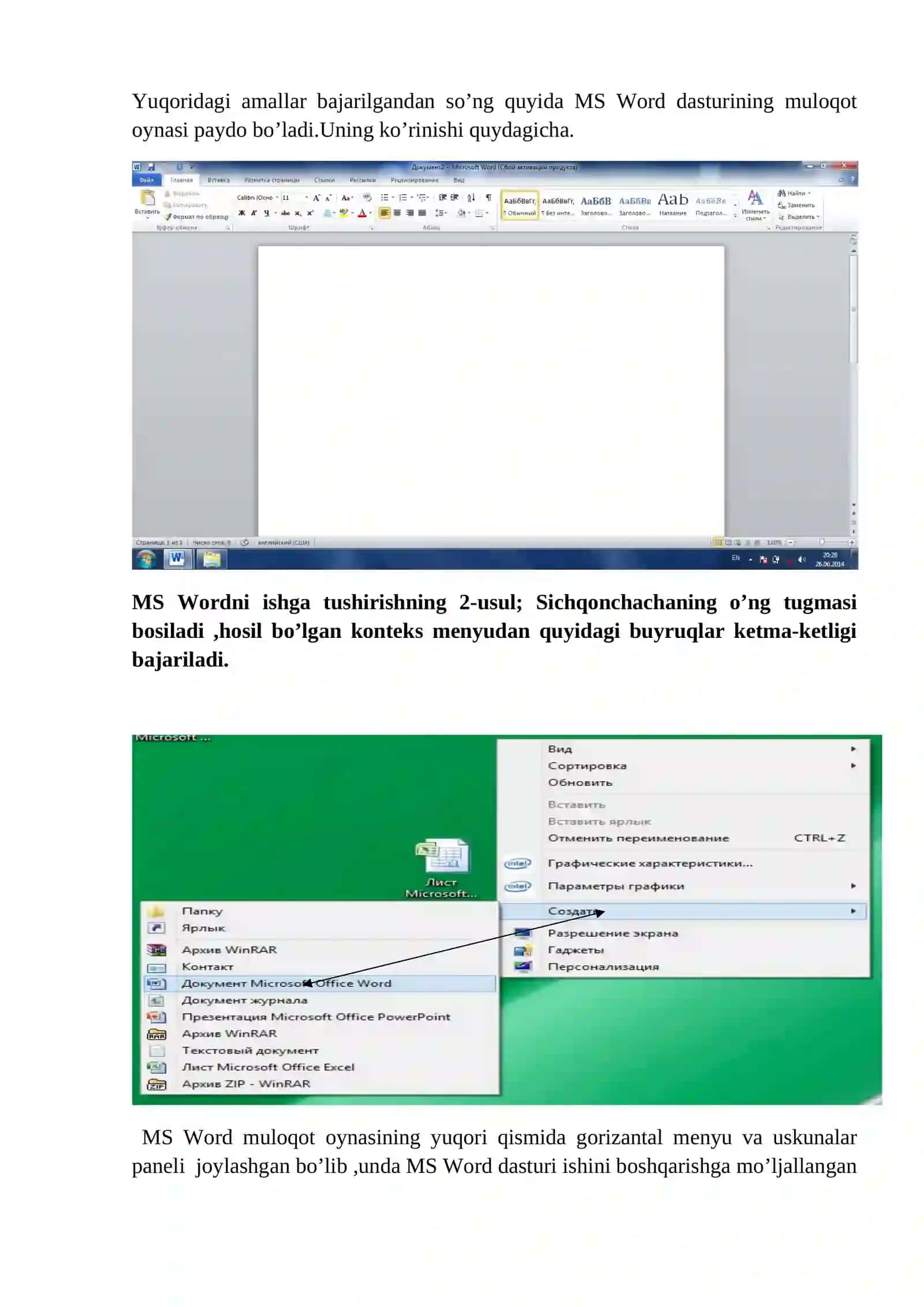 MS Word matn muharriri va uning imkoniyatlari 4