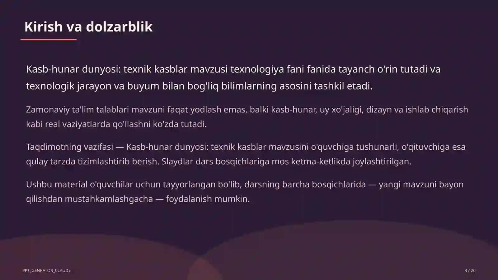 Kasb-hunar dunyosi: texnik kasblar (9-sinf) 4