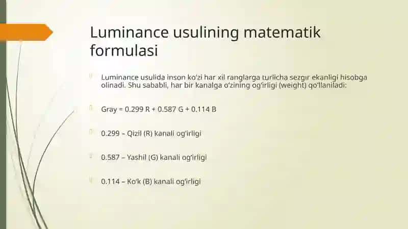 Tasvirlarga dastlabki ishlov berishda “Grayscale” algoritmi 4