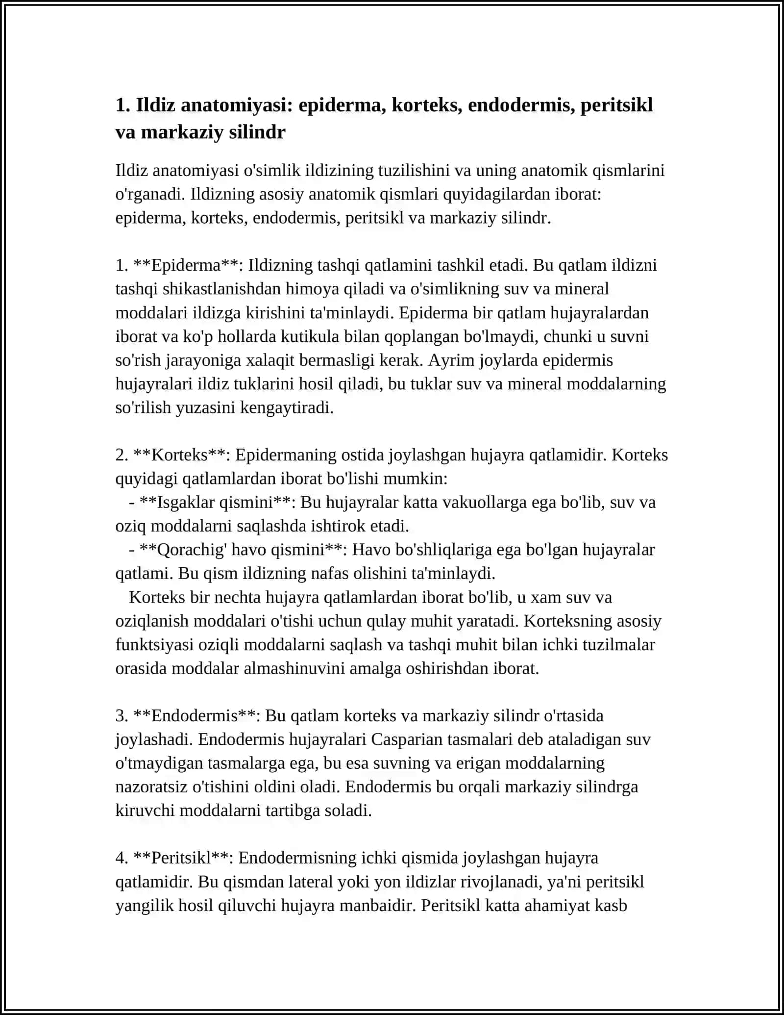 ILDIZ VA UNING VAZIFALARI.MIKORIZA VA ILDIZ METOMORFOZI 4