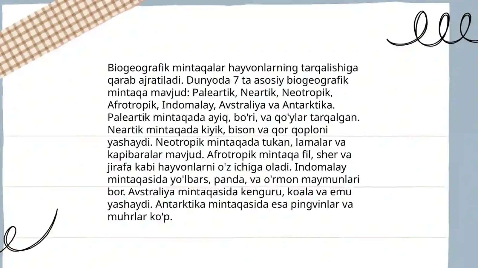 Hayvonlar va ularning geografik muhitda yashash tarzi 4
