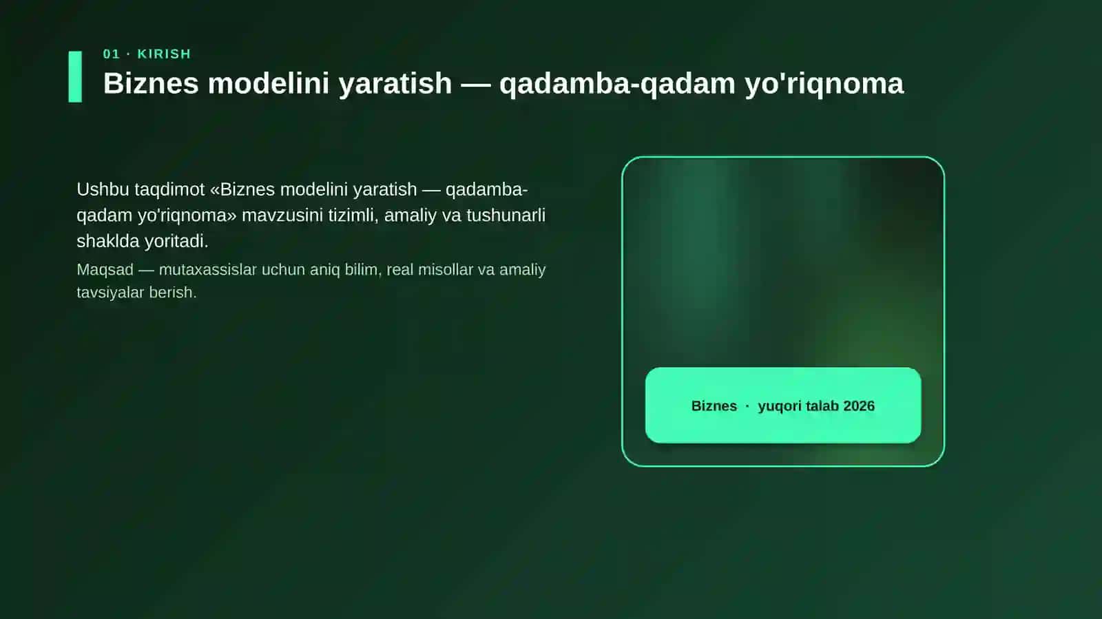 Biznes modelini yaratish — qadamba-qadam yo'riqnoma 4