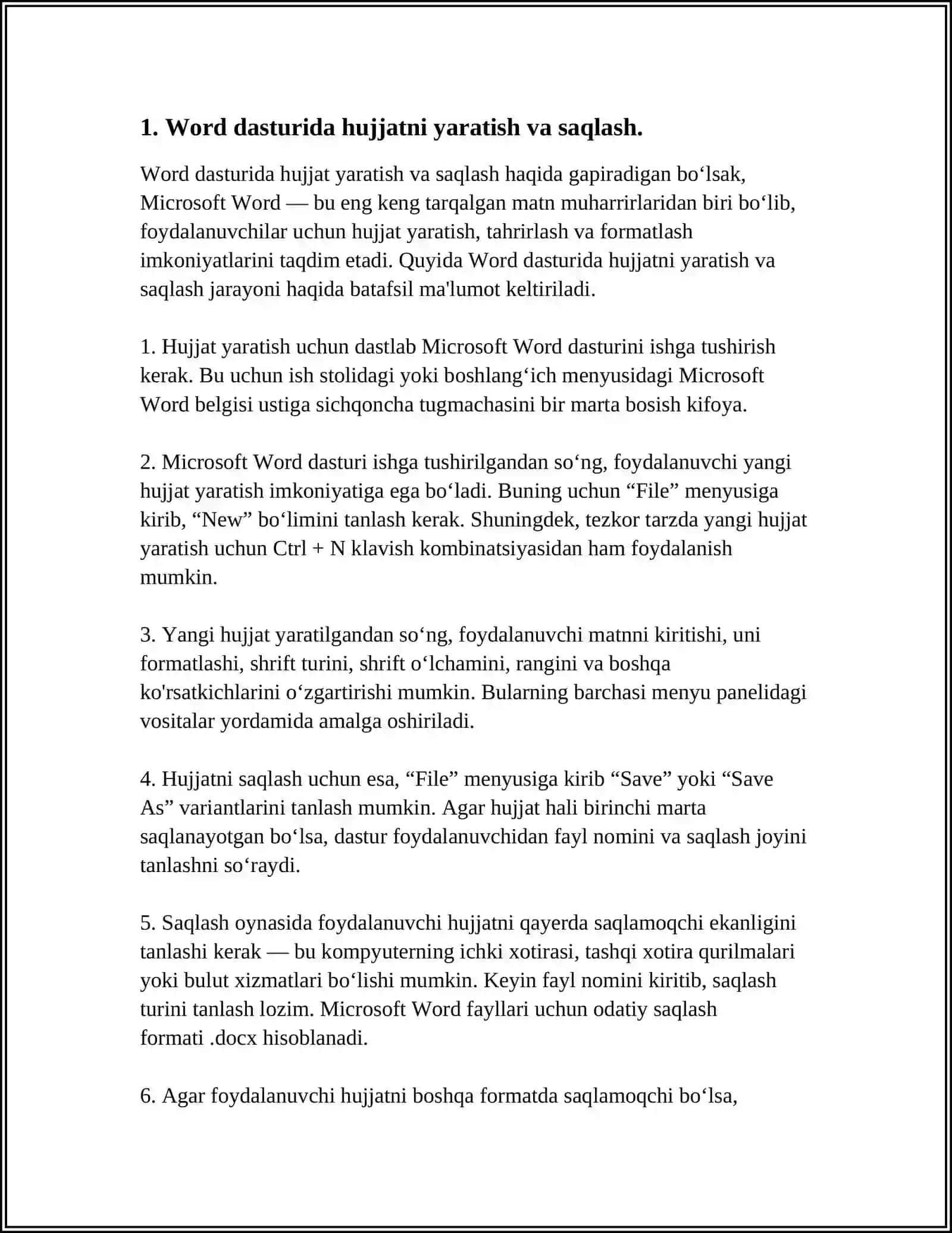 BOSHLANG'ICH SINF O'QITUVCHILARINI ME'YORIY HUJJATLARINI TAYYORLASHDA WORD DASTURIDAN FOYDALANISH 4