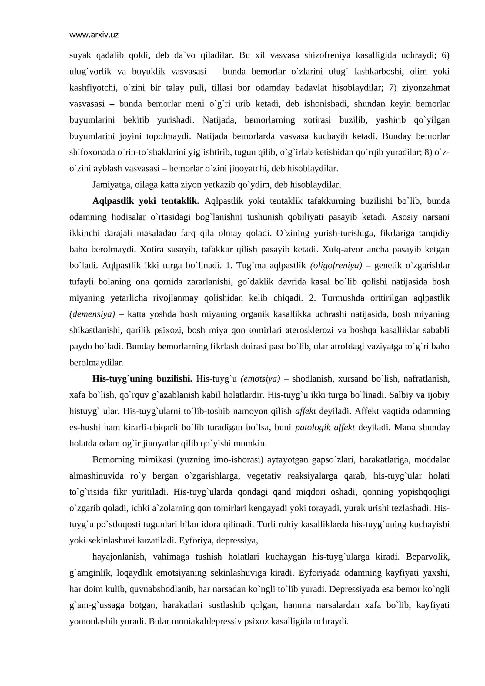 Ruhiy kasalliklar ruhiy kasalliklarda uchraydigan belgilar 4