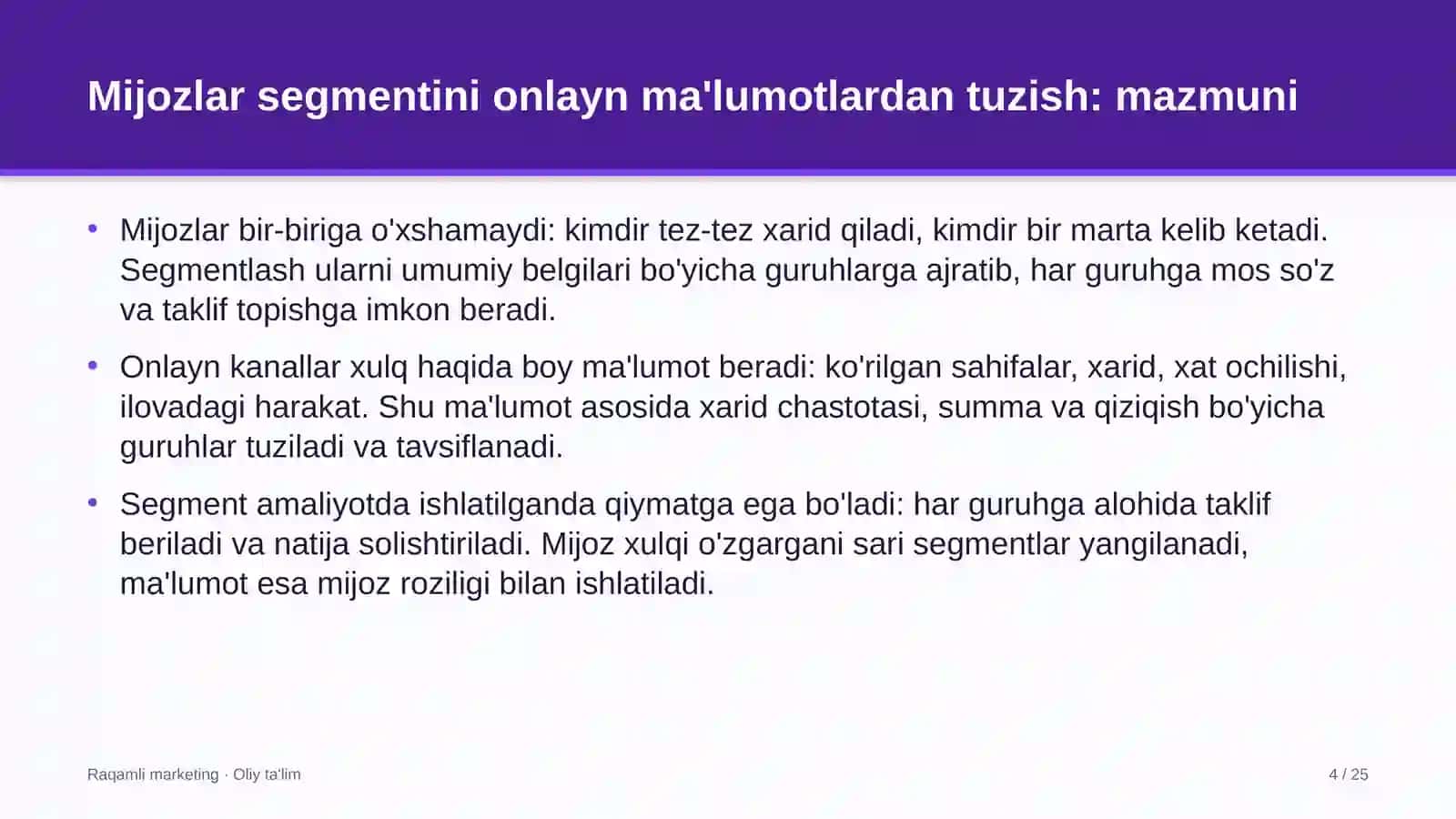 rangli metallurgiyada mijozlar segmentini onlayn ma'lumotlar asosida shakllantirish 8697 4