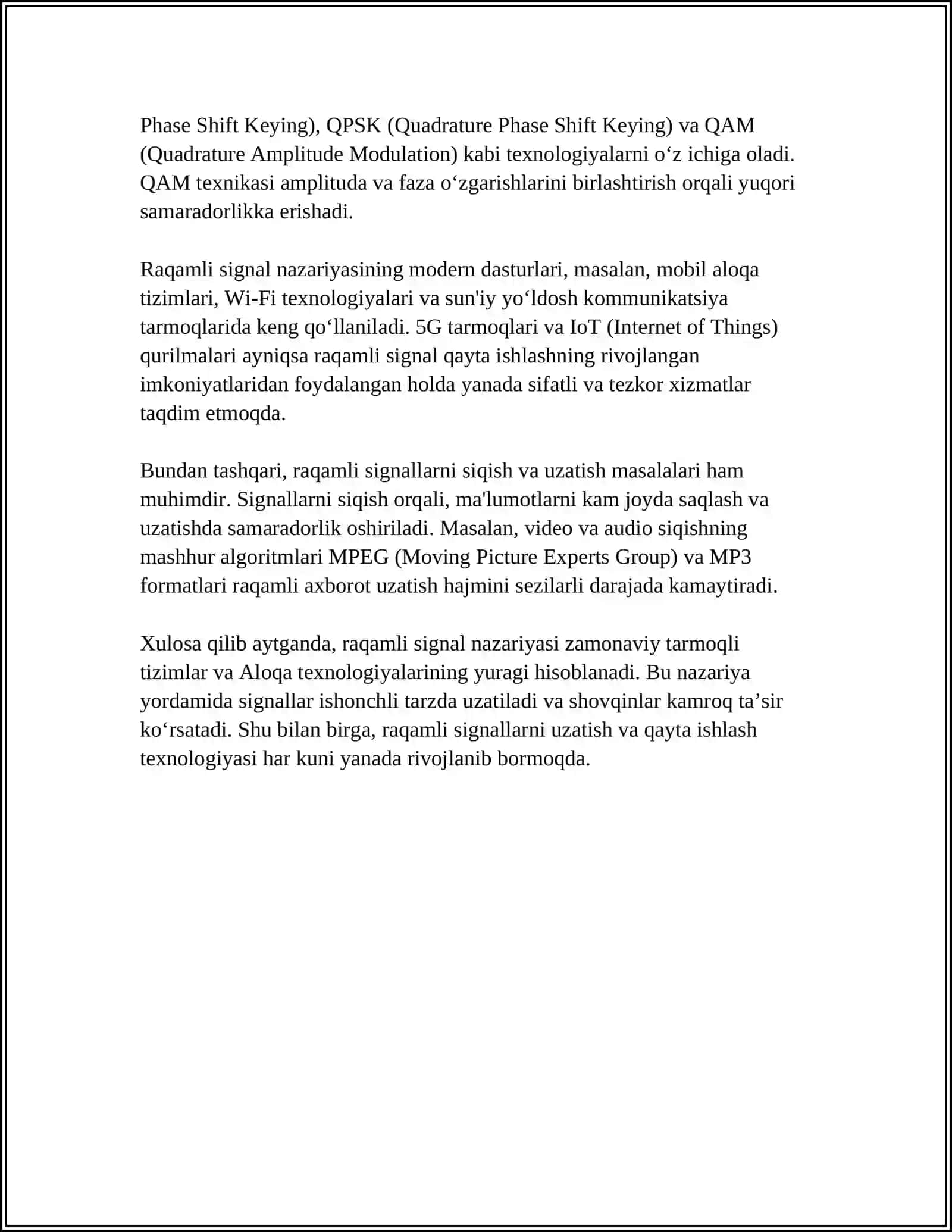 Raqamli signal nazariyasi 4