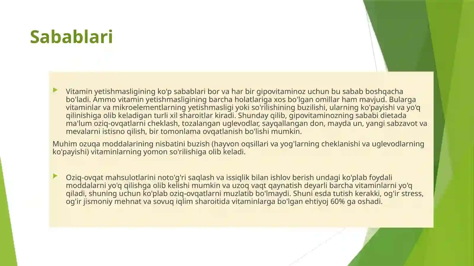 Gipovitaminoz va Gipervitaminoz Holatlarida Moddalar Almashinuvining Buzilishi 4