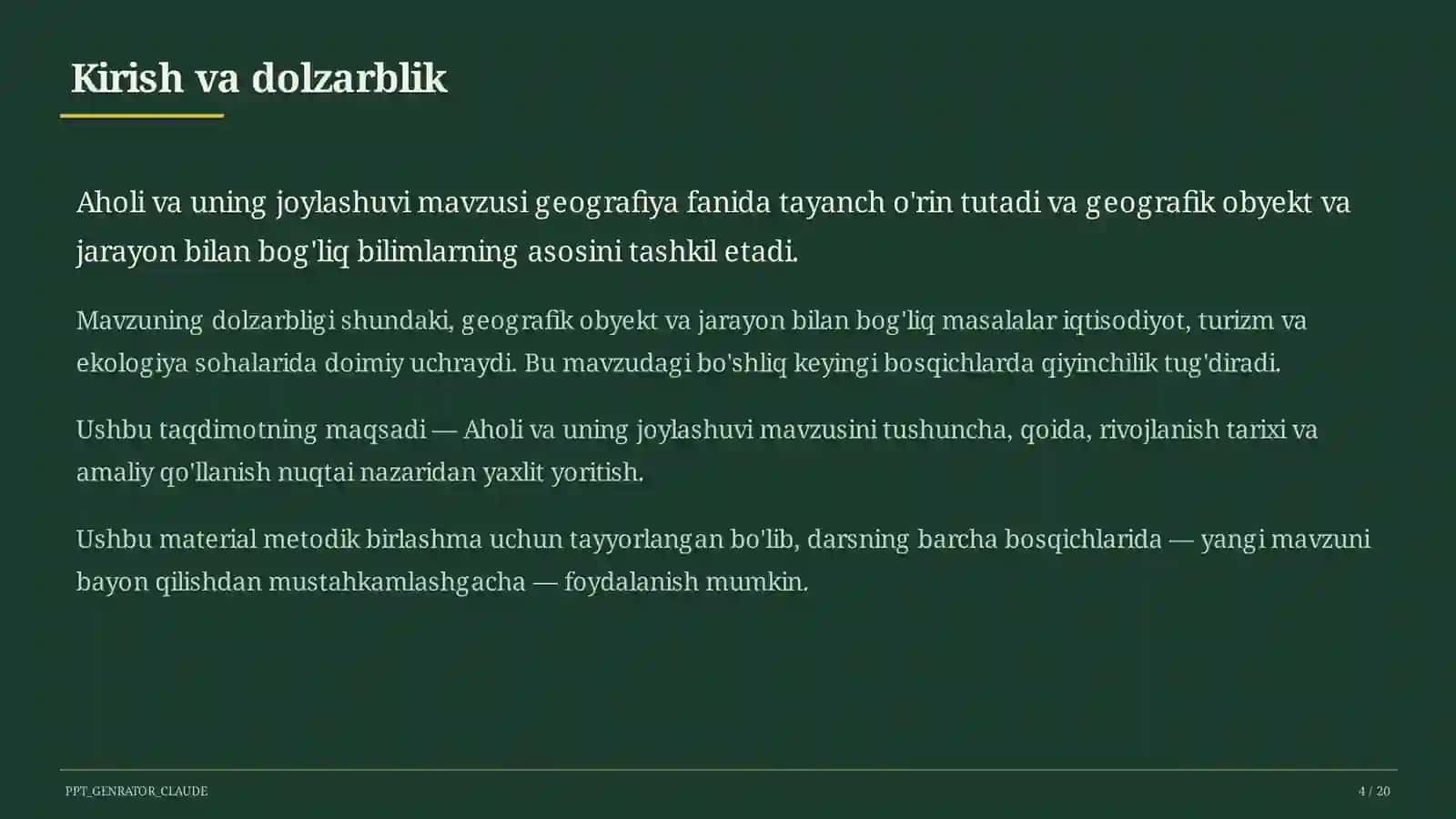 Aholi va uning joylashuvi (6-sinf) 4