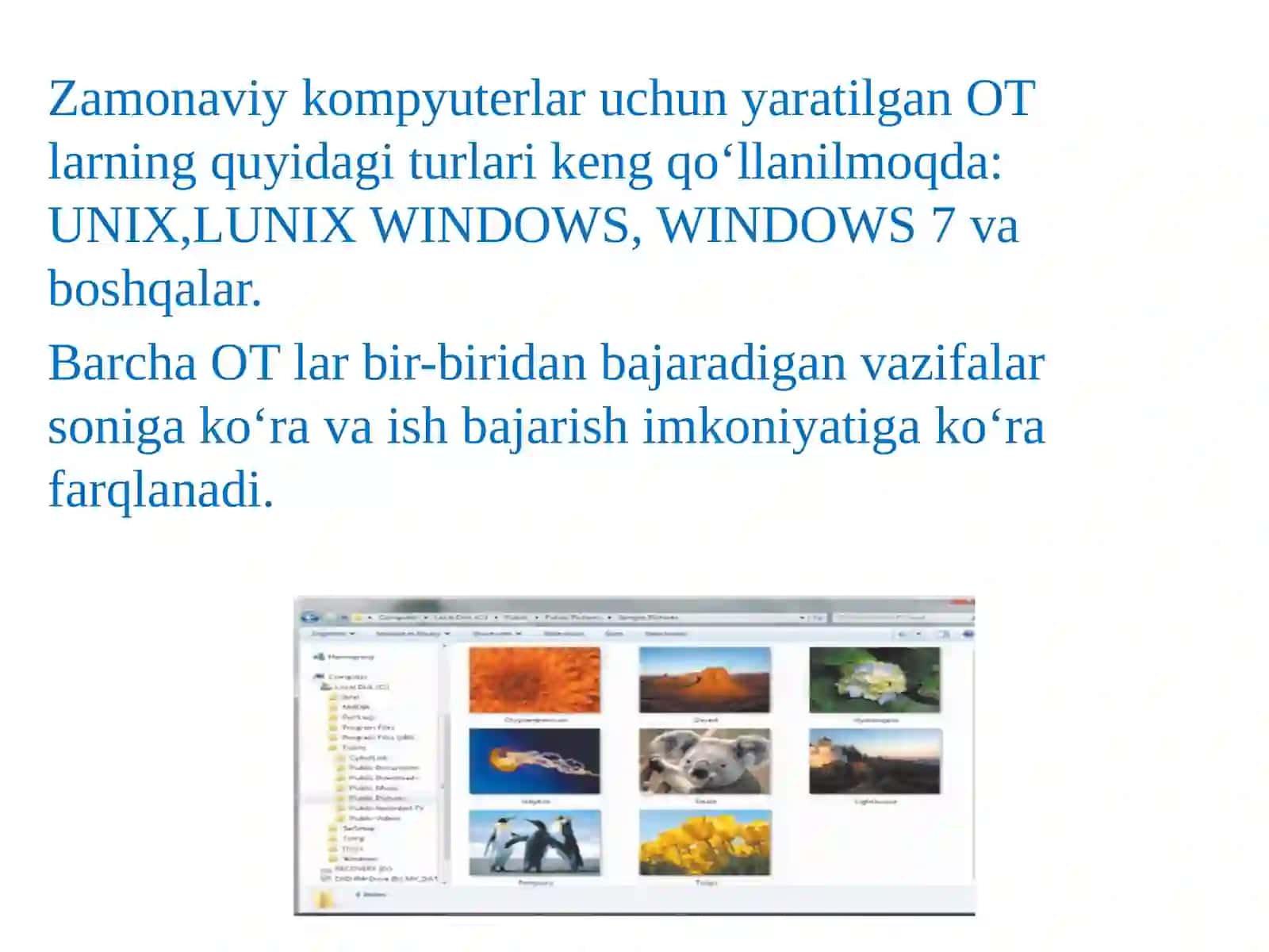 Operatsion tizimlar va ularning turlari.Windows operatsion tizimi ning imkoniyatlari 4