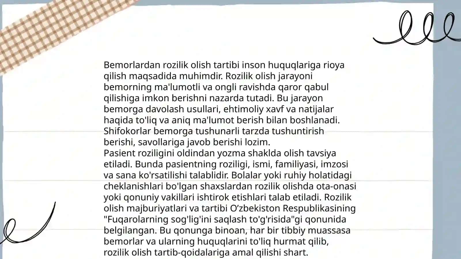 Tibbiy muolajalarga rozilik masalasi 4