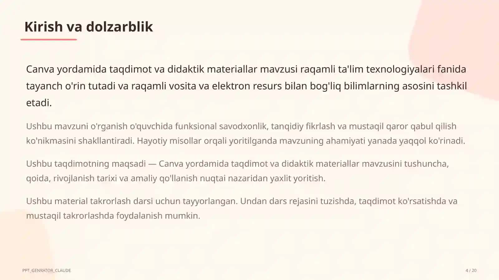 O'qituvchilar uchun: raqamli ta'lim texnologiyalari — takrorlash darsi uchun 4