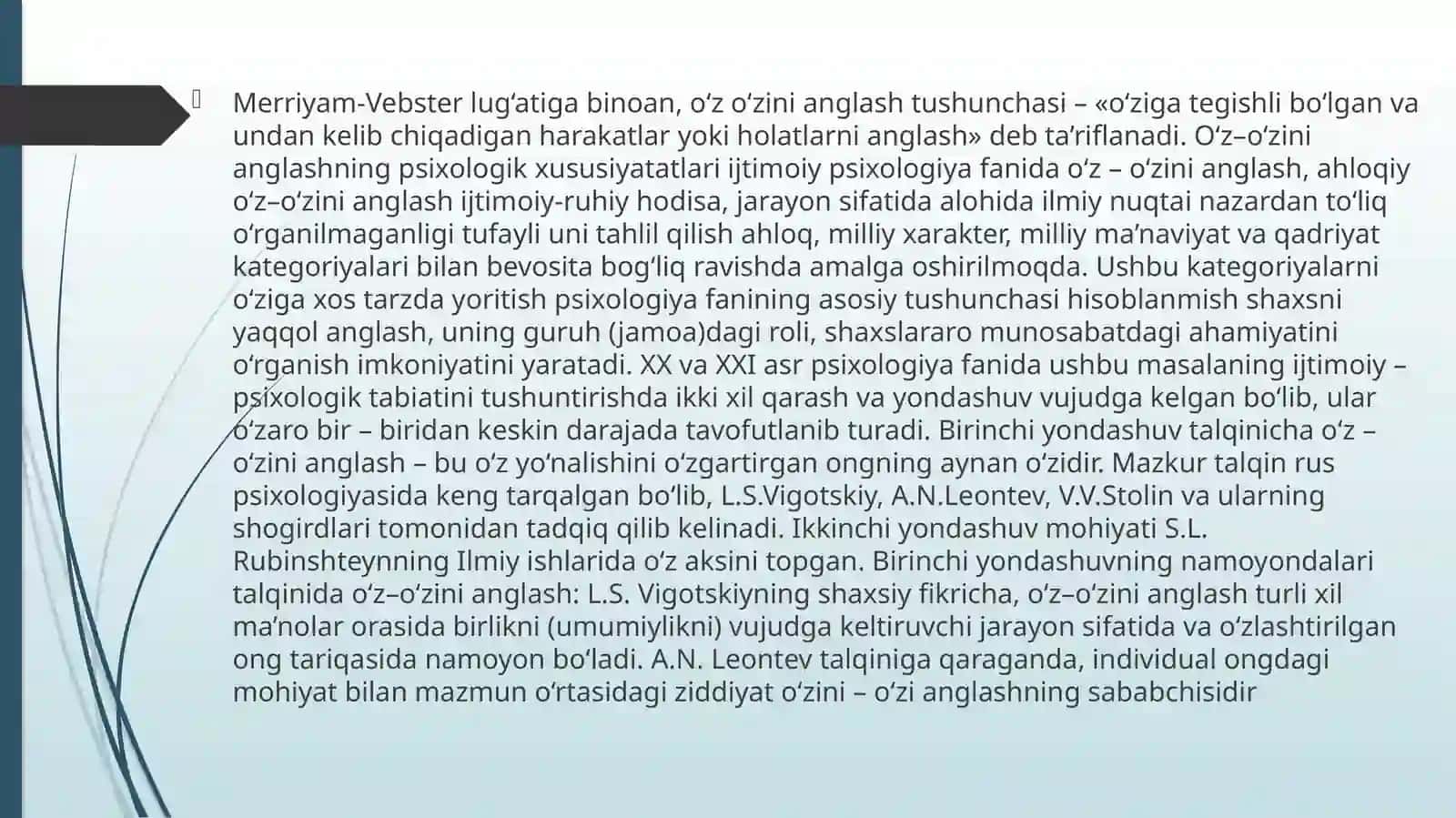 Shaxsning oʻz oʻzini anglashi va men konseptsiyasi 4