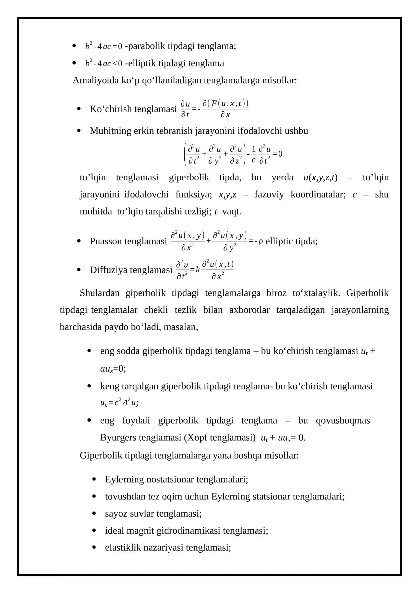 Xususiy hosilali differensial tenglamalarni sonli yechish usullari. Giperbolik tipdagi tenglamaga qo’yilgan aralash masalani sonli yechish usuli 4