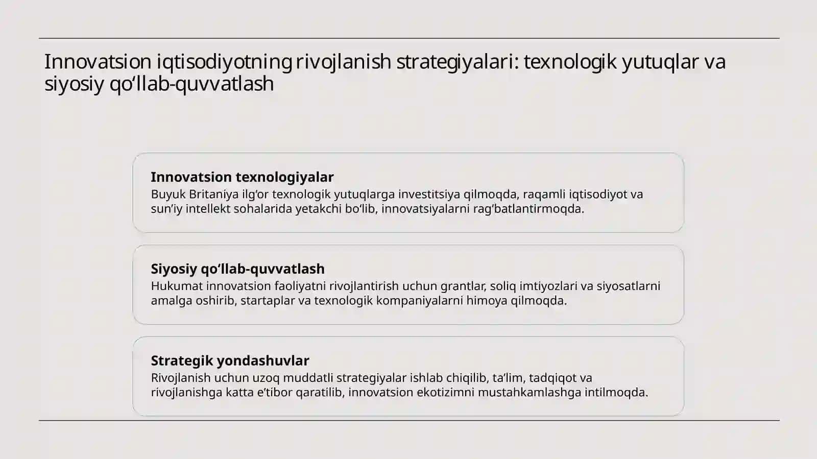 Buyuk Britaniyaning innovatsion iqtisodiyotining asosiy tamoyillari 4