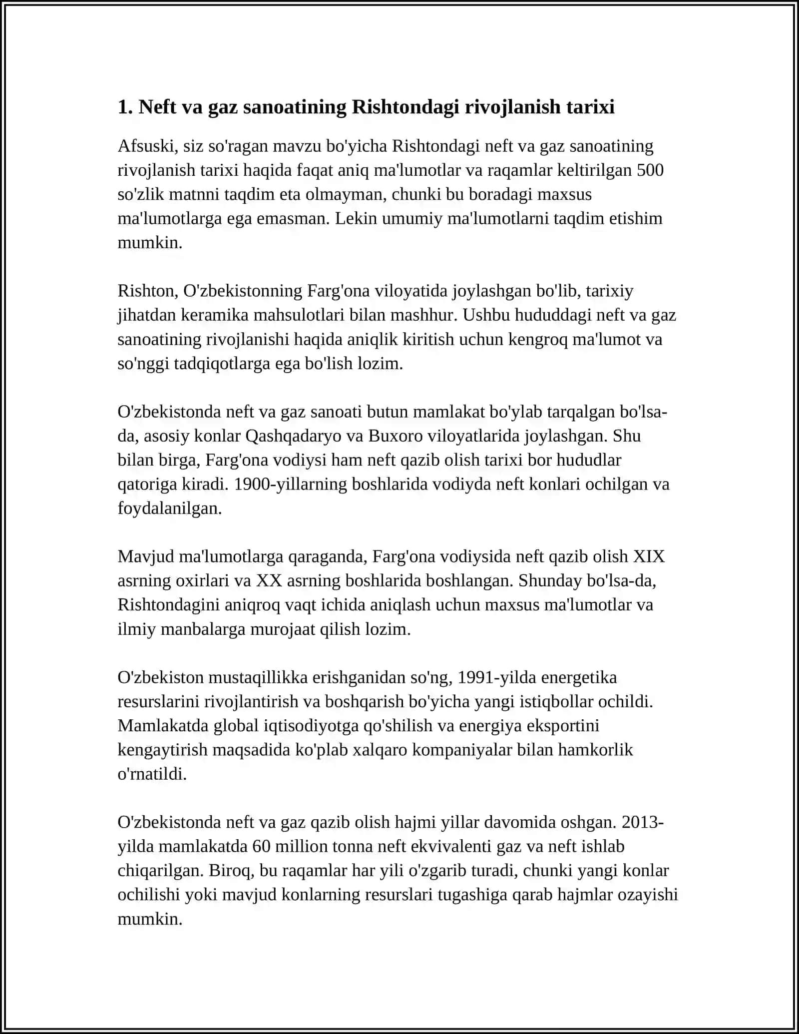RISHTON NEFT-GAZ KONI RIVOJLANISH TARIXI VA ZAXIRASI 4