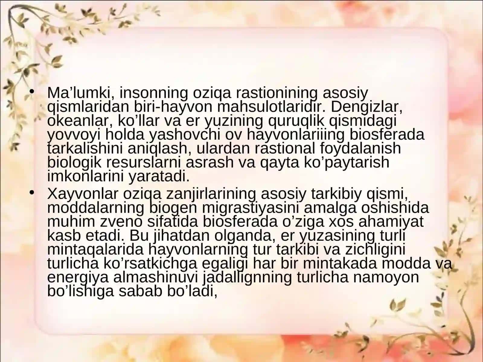 Hayvonlarning muhit bilan bog`liq xususiyatlari 4