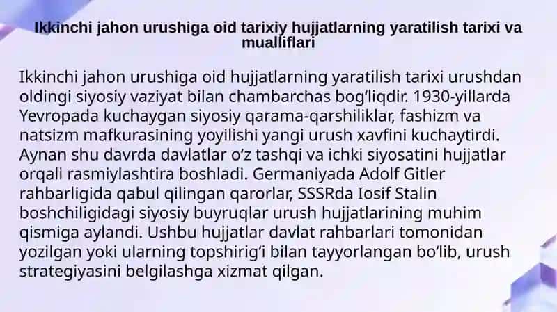 2-Jahon urushiga oid hujjatlar tarixi va manbalar tahlili 4