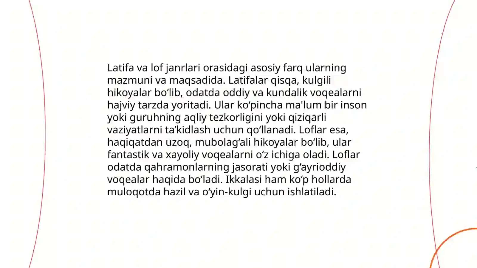 Latifa, lof va askiya janrlari namunalari tahlili 4
